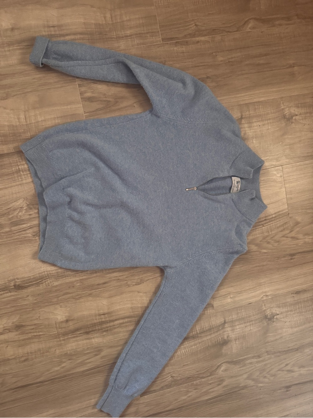 Johnstons of Elgin Light Blue Half-Zip Turtleneck Sweater